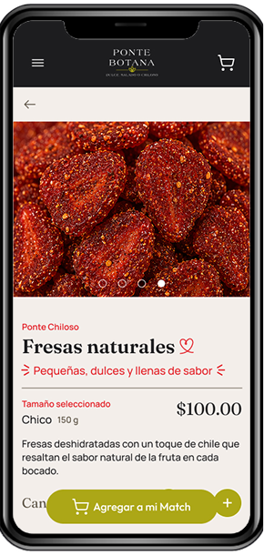 Product detail screen with photos, size and price