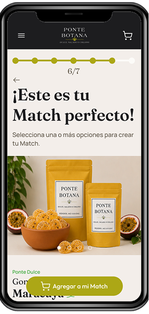Personalized product match result screen